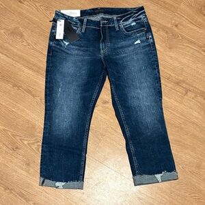Silver Jeans Women's Cropped Distressed Denim